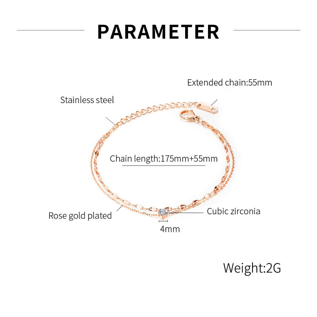 「「PickMe」二連ブレスレット レディース チェーン シルバー ファッション 一粒」