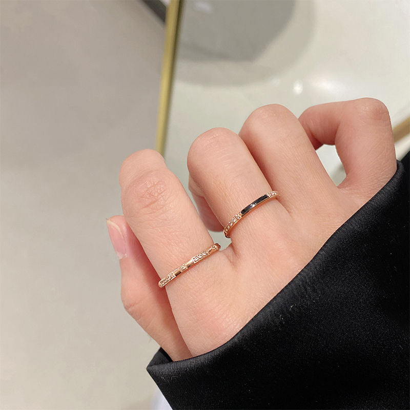 「チタンスチール 色落ちしない 5 個ミクロセッティング ジルコニア プチラグジュアリー 極細 カップルリング 親友リング インスタ風」