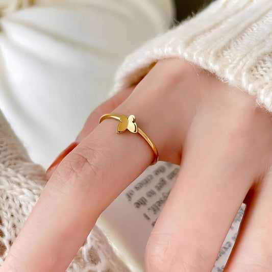 「チタンスチール 色落ちしない ダブルレイヤー ミニバタフライ 関節リング 可愛い 小物寂しい」