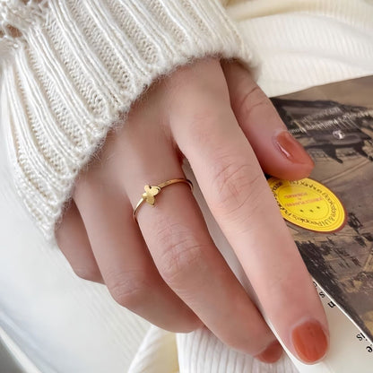 「チタンスチール 色落ちしない ダブルレイヤー ミニバタフライ 関節リング 可愛い 小物寂しい」