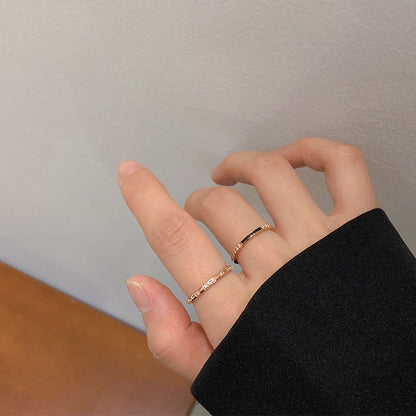 「チタンスチール 色落ちしない 5 個ミクロセッティング ジルコニア プチラグジュアリー 極細 カップルリング 親友リング インスタ風」