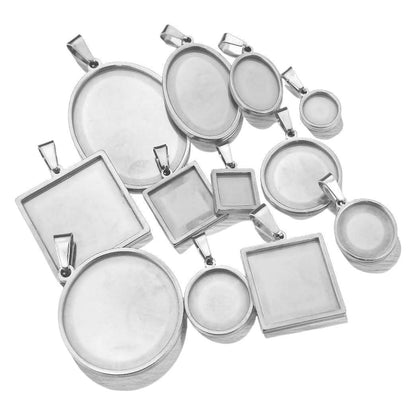 ステンレス鋼 ペンダントトレイ ハンドメイド DIY ブレスレット・ネックレス用 トレンドアクセサリーパーツ ゴールドシードボタン付き