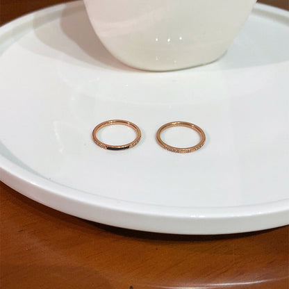 「チタンスチール 色落ちしない 5 個ミクロセッティング ジルコニア プチラグジュアリー 極細 カップルリング 親友リング インスタ風」